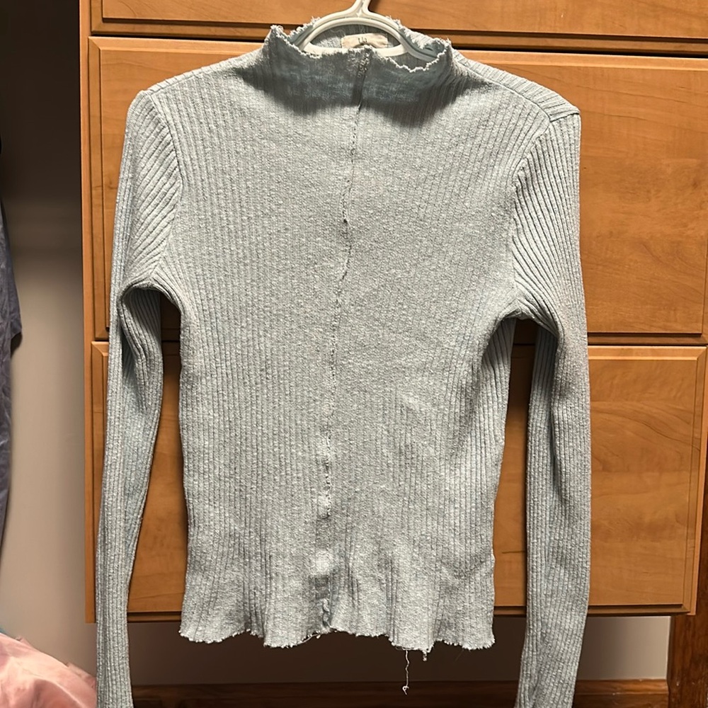 T.la at Anthropologie long sleeve raw edge top